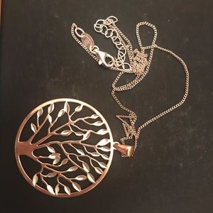 Rose gold family tree necklace